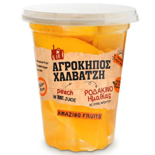 ΑΓΡΟΚΗΠΟΣ ΧΑΛΒΑΤΖΗ φρουτοσαλάτα ροδάκινο σε κύβους 400gr