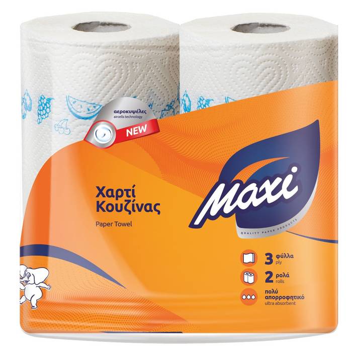 MAXI χαρτί κουζίνας 3φυλλο 2τεμ