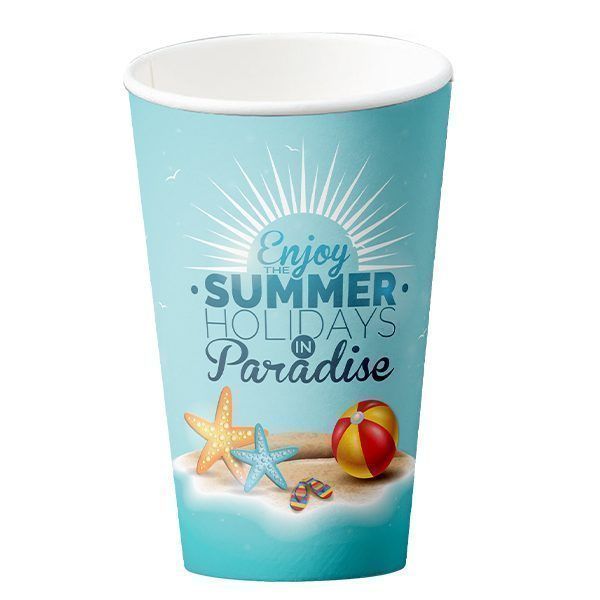 Ποτήρι χάρτινο summer double wall μπλε 12-14oz 25τεμ