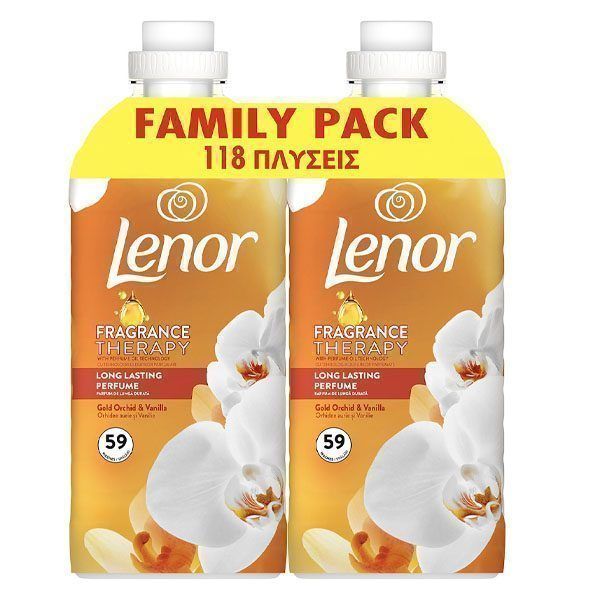 LENOR συμπυκνωμένο μαλακτικό ρούχων joy gold orchid 2x59μεζ 2x1239ml