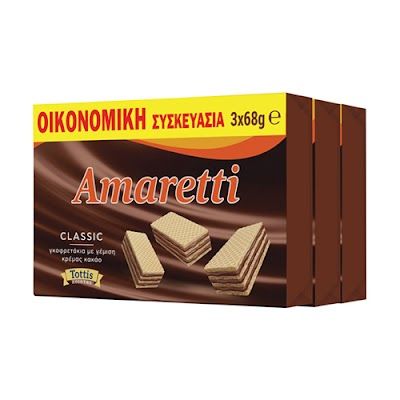 AMARETTI Γκοφρέτα Με Κρέμα Κακάο 3x68gr