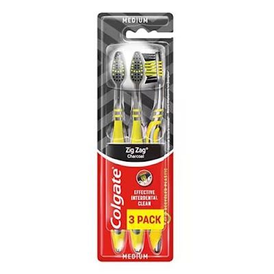 COLGATE οδοντόβουρτσα zig-zag charcoal μέτρια 3τεμ