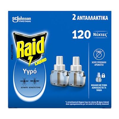 RAID εντομοαπωθητικό υγρό για 60 νύχτες 2x36ml
