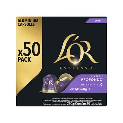 L'OR καφές espresso Lungo profondo 8 σε κάψουλες συμβατές με μηχανή Nespresso 50τεμ