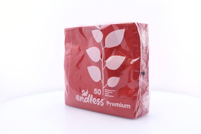 ENDLESS χαρτοπετσέτες premium κόκκινη 33x33cm 50 φύλλα