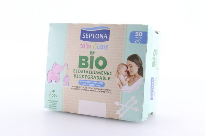 SEPTONA pop up παιδικοί ασφαλείας ωτοκαθαριστές βιοδιασπώμενοι 50τεμ