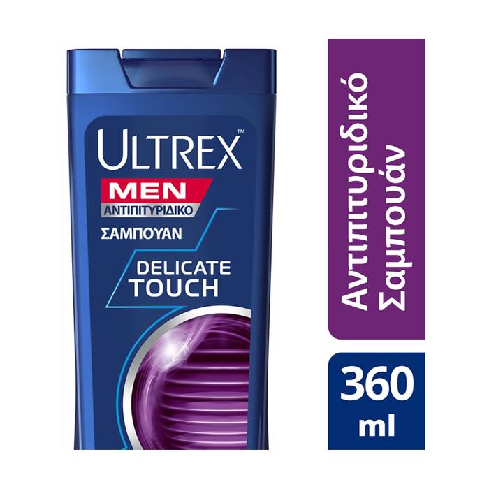 ULTREX σαμπουάν men αντιπιτυριδικό delicate touch για ξηροδερμία 360ml