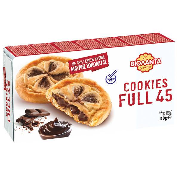 ΒΙΟΛΑΝΤΑ μπισκότα cookies full 45 με μαύρη σοκολάτα 150gr