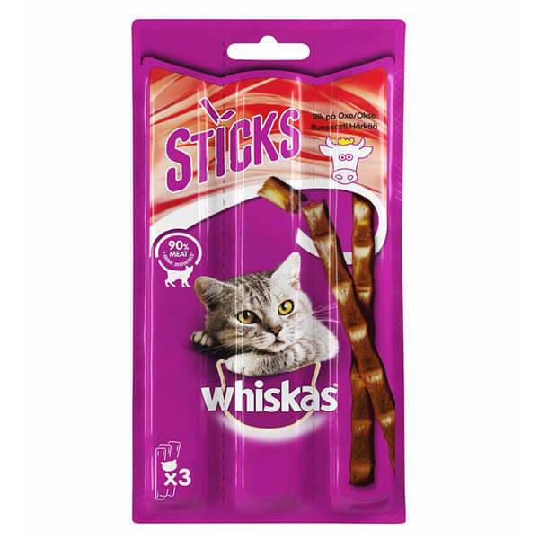 WHISKAS γατοτροφή λιχουδιά sticks μοσχαριού 18gr