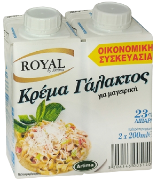 ROYAL κρέμα γάλακτος 23% 2x200ml