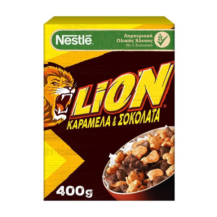 NESTLE δημητριακά lion με καραμέλα και σοκολάτα 400gr