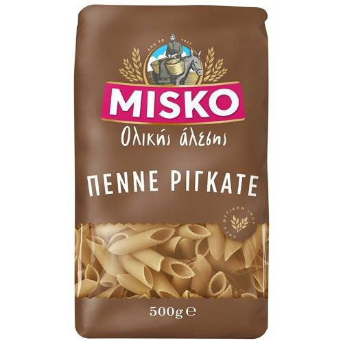MISKO ζυμαρικά πέννες ριγκάτε ολικής αλέσεως 500gr