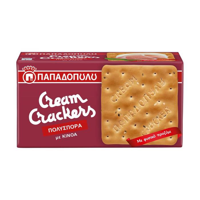 ΠΑΠΑΔΟΠΟΥΛΟΥ κράκερ cream crackers πολύσπορα με κινόα vegan 195gr