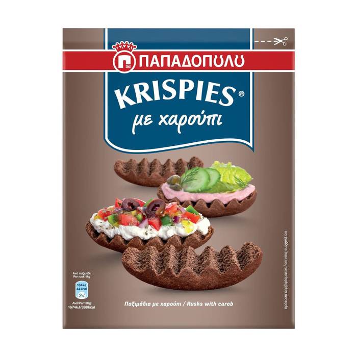 ΠΑΠΑΔΟΠΟΥΛΟΥ παξιμάδια krispies με χαρούπι vegan 200gr