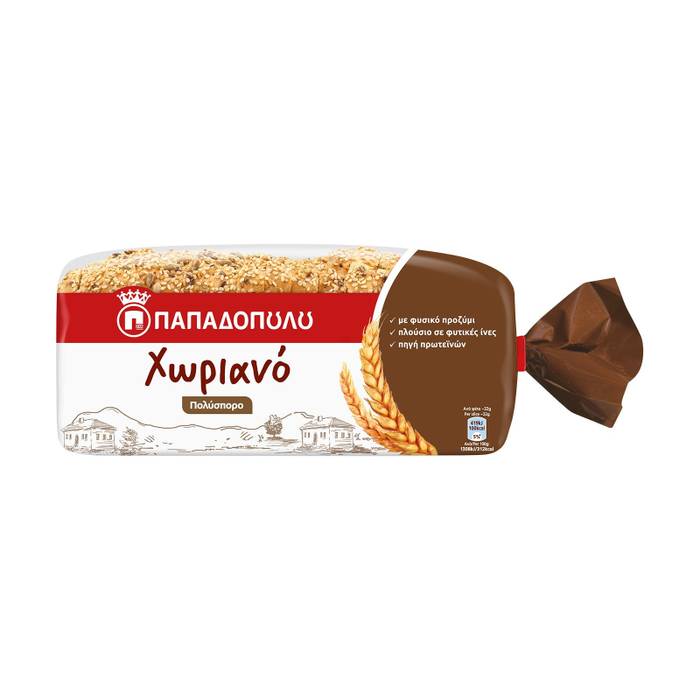 ΠΑΠΑΔΟΠΟΥΛΟΥ ψωμί του τοστ χωριανό πολύσπορο vegan 540gr