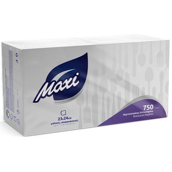 MAXI χαρτοπετσέτες απλές 23x24cm 750τεμ