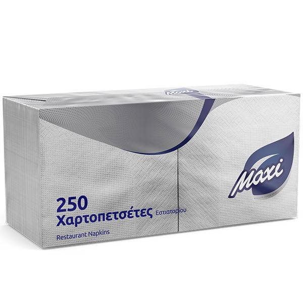 MAXI χαρτοπετσέτες λευκές 23x24cm 250τεμ