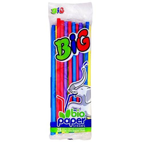 BIO PAPER Jumbo Big βιοδιασπώμενο καλαμάκι σπαστό πολύχρωμο 22cm 25τεμ