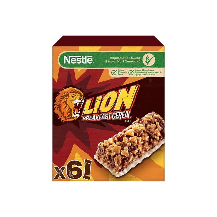 NESTLE μπάρες δημητριακών lion με σοκολάτα και καραμέλα 6x25gr