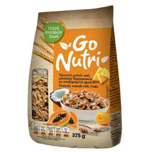 GO NUTRI μούσλι με αποξηραμένα φρούτα 375gr