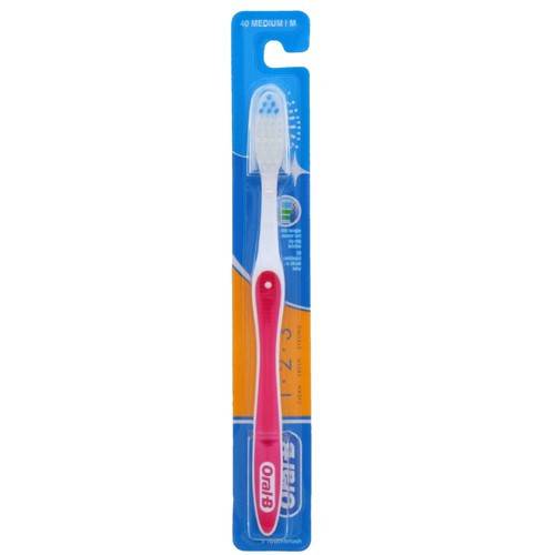 ORAL-B οδοντόβουρτσα 1-2-3 μέτρια σε διάφορα χρώματα 1τεμ