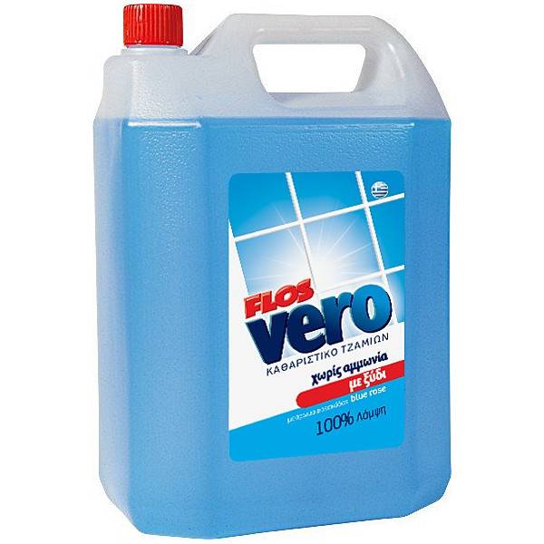 FLOS Vero υγρό καθαριστικό τζαμιών με ξύδι μπλε 4lt