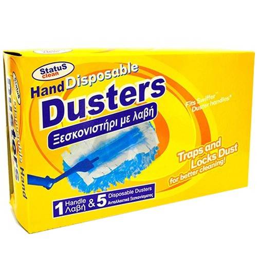 STATUS HAND dusters φτερό ξεσκονίσματος με λαβή και ανταλλακτικά 5τεμ