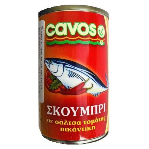 CAVOS σκουμπρί σε πικάντικη σάλτσα τομάτας 155ml