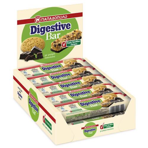 ΠΑΠΑΔΟΠΟΥΛΟΥ μπάρες δημητριακών digestive bar με σοκολάτα γάλακτος χωρίς ζάχαρη 10x28gr