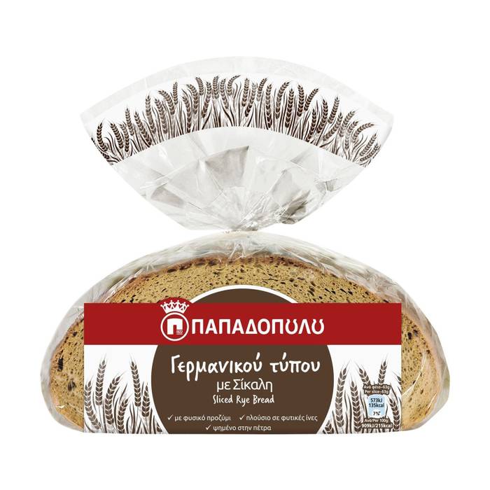 ΠΑΠΑΔΟΠΟΥΛΟΥ ψωμί γερμανικού τύπου σίκαλης σε φέτες 500gr