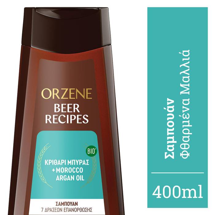 ORZENE BEER σαμπουάν για φθαρμένα μαλλιά 400ml