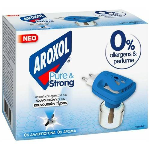 AROXOL εντομοαπωθητική ηλεκτρική συσκευή Pure και Strong με υγρό για 60 νύχτες