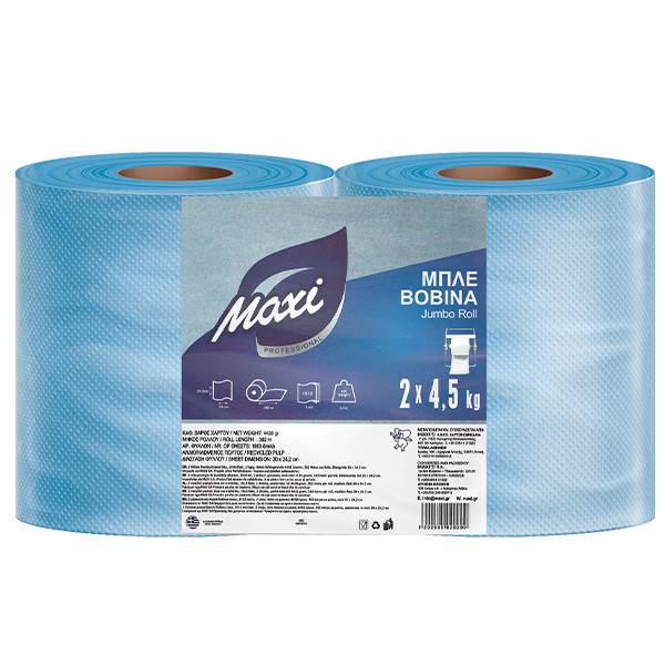 MAXI χαρτί βιομηχανικό βοβίνα γκοφρέ μπλε 2x4,5kg