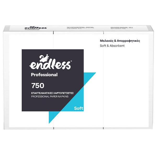 ENDLESS χαρτοπετσέτες εστιατορίου soft λευκή 24x24cm 750 φύλλα