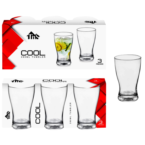 TNS ποτήρι γυάλινο νερού διαφανές cool tumbler 3x280ml