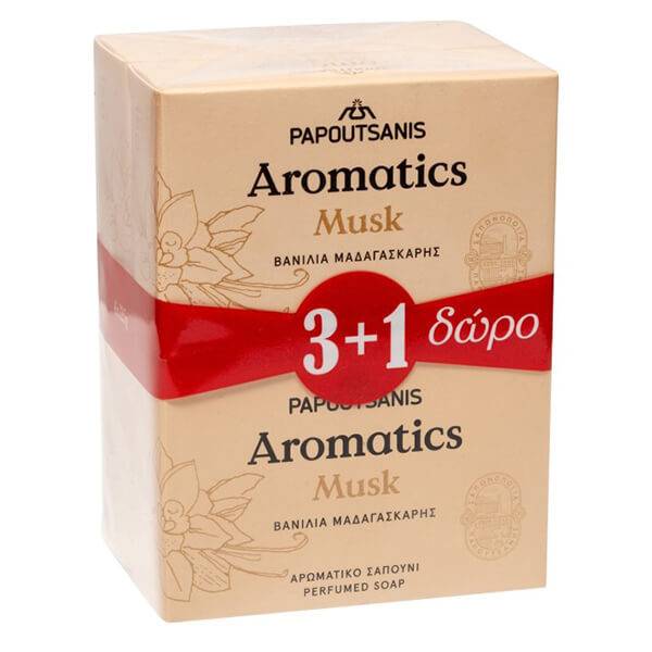 ΠΑΠΟΥΤΣΑΝΗΣ Aromatics σαπούνι musk με βανίλια Μαδαγασκάρης 4x100gr