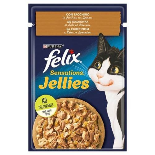 FELIX Sensations γατοτροφή γαλοπούλα και σπανάκι 85gr