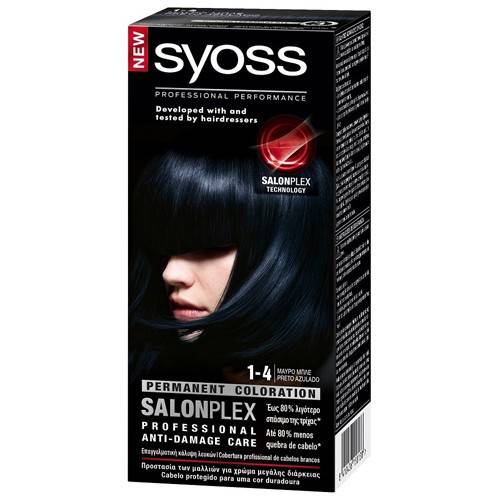 SYOSS βαφή μαλλιών classic σε χρώμα μαύρο μπλε 1-4