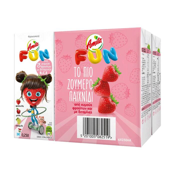 AMITA fun φυσικός χυμός με φράουλα 6x250ml