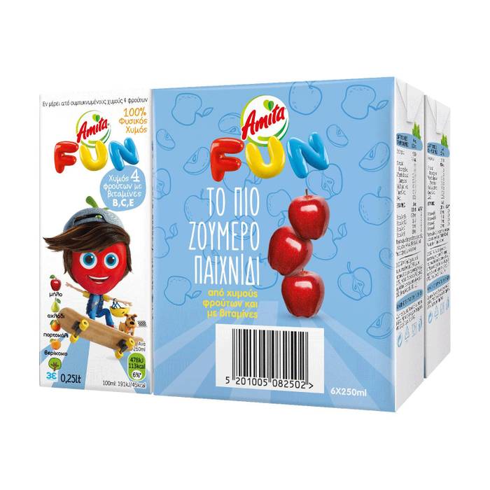 AMITA fun φυσικός χυμός με μήλο 6x250ml