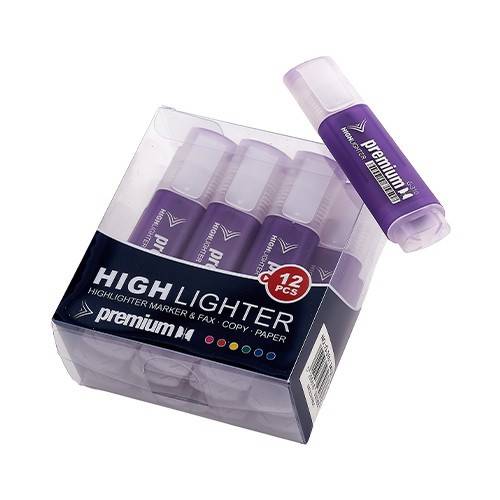 PREMIUM HIGHLIGHTER μαρκαδόρος υπογράμμισης μωβ 12τεμ