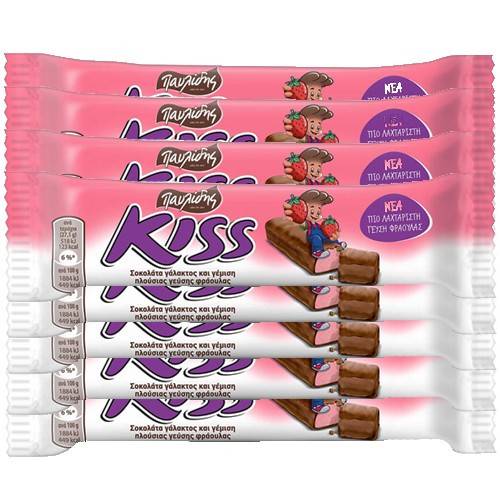 ΠΑΥΛΙΔΗΣ kiss με σοκολάτα γάλακτος και γέμιση φράουλας 25x27,5gr
