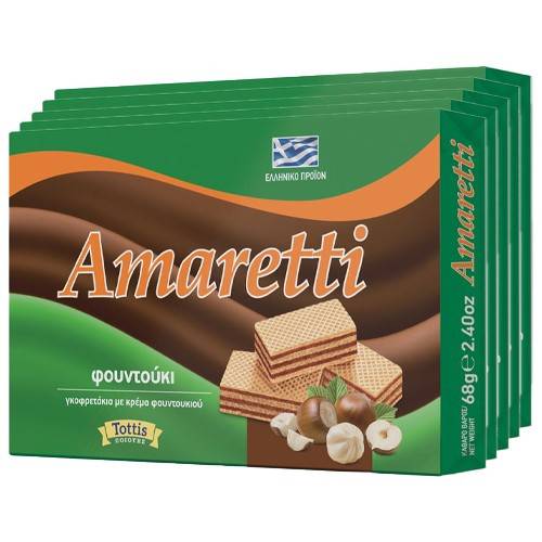 TOTTIS Amaretti γκοφρέτα με γέμιση κρέμα φουντουκιού 12x68gr
