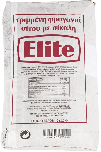 ELITE φρυγανιά τριμμένη σίτου με σίκαλη 10kg