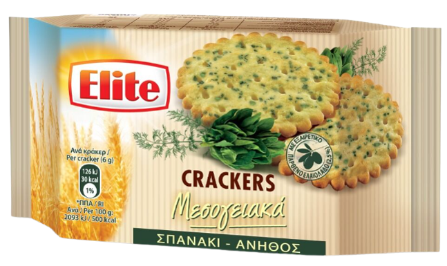 ELITE crackers μεσογειακά με σπανάκι και άνηθο 105gr