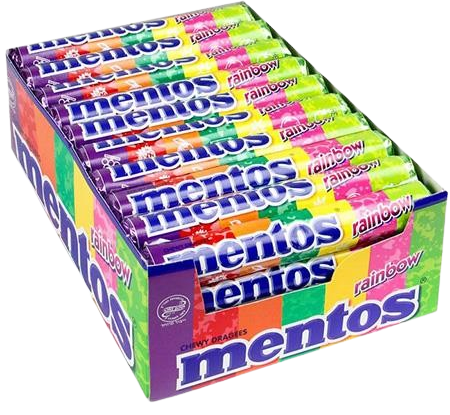 MENTOS τσιχλοκαραμέλες χρωματιστές 20x38gr