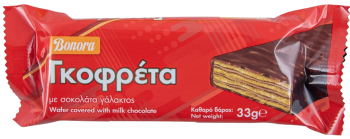 BONORA γκοφρέτα με σοκολάτα γάλακτος 33gr