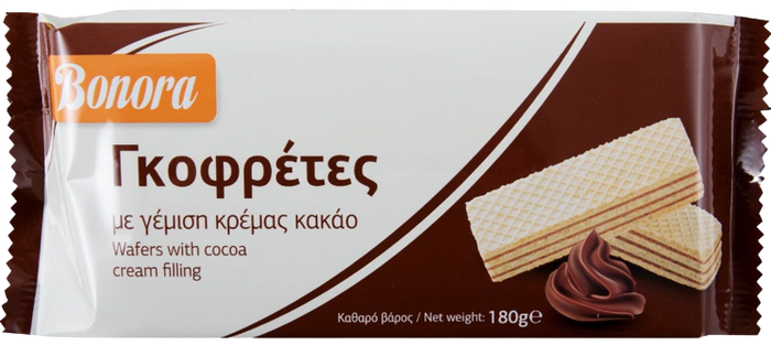 BONORA γκοφρέτα με κρέμα κακάο 180gr