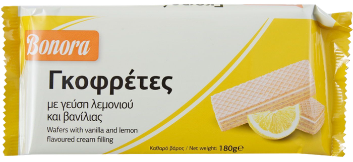 BONORA γκοφρέτα με κρέμα λεμονιού 180gr