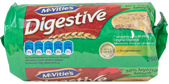 MCVITIE'S μπισκότα digestive με 30% λιγότερα λιπαρά 250gr